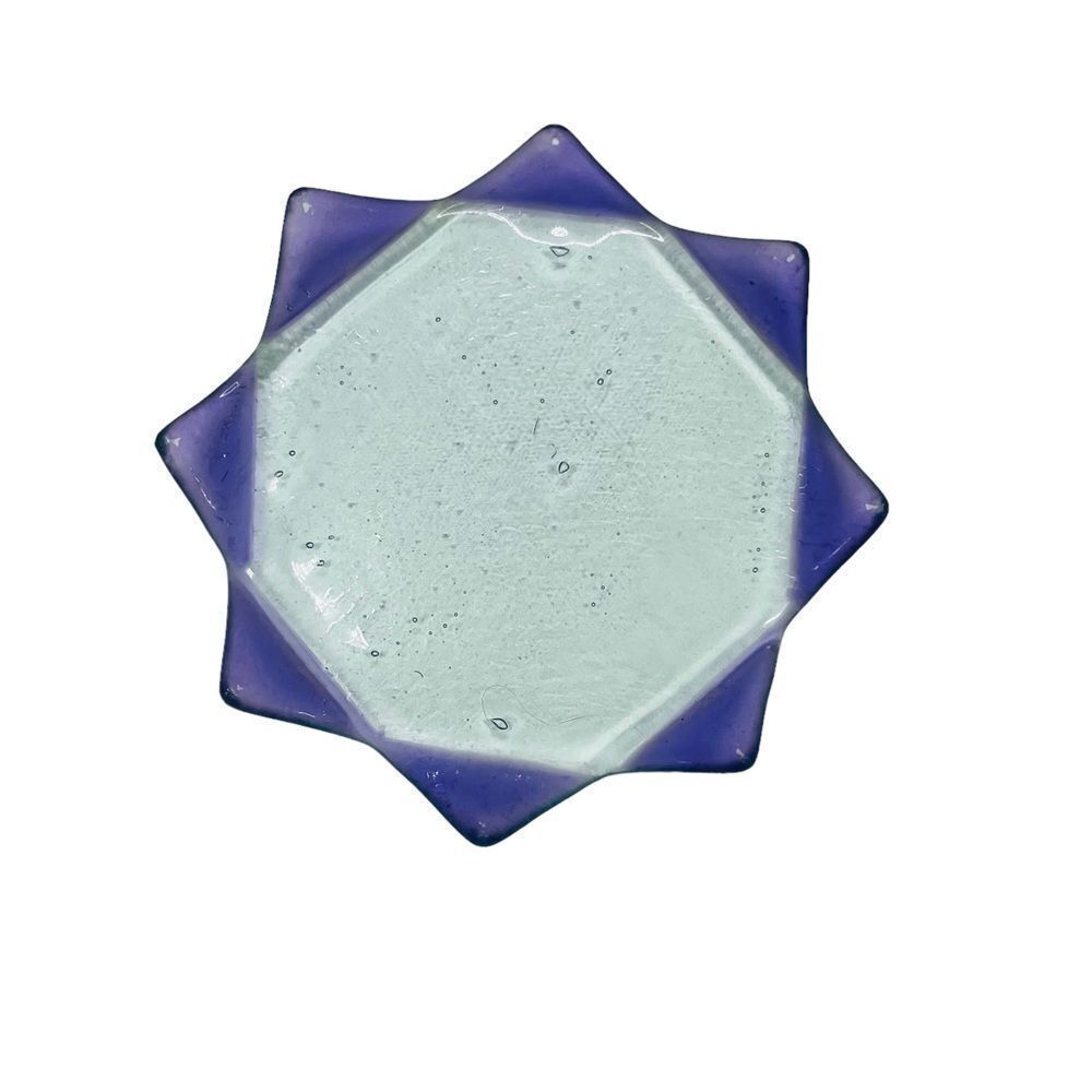 10/$25🦋 Set of 3 Stackable Purple & Blue Lotus Glass Trinket Trays - Picture 10 of 15
